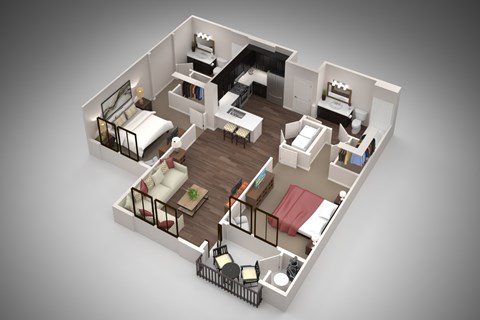 Floor plan for 2 beds, 2 baths, 1123 sqft